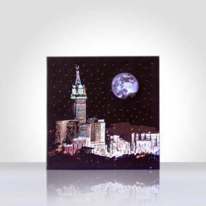 Mecca Clock Tower Night Canvas With Light
